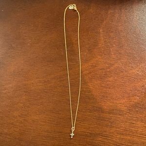 Dainty gold cross necklace with crystals